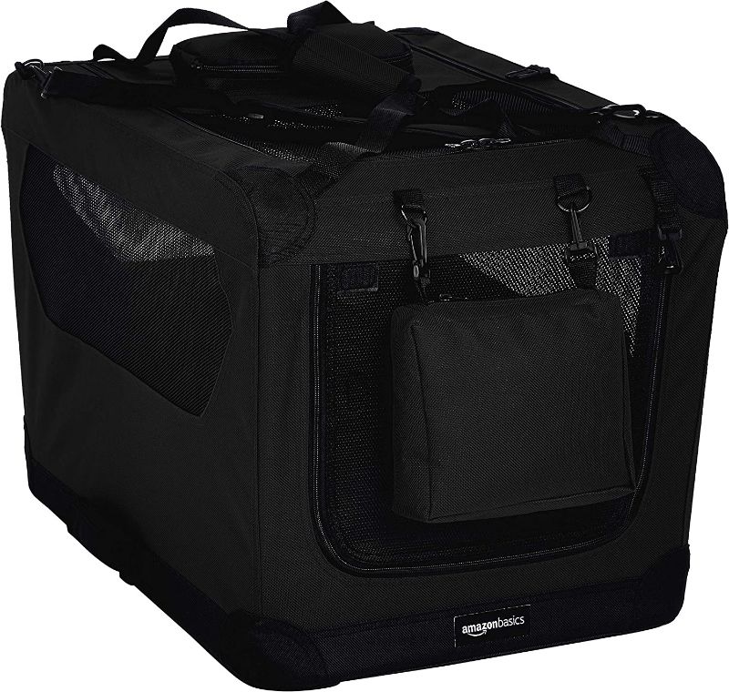Photo 1 of AmazonBasics Premium Folding Portable Soft Pet Crate - 26‘, BLACK