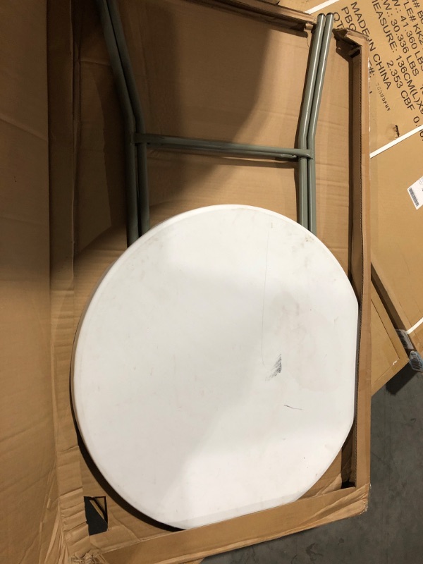 Photo 1 of Flash Furniture 2.6-Foot Round Granite White Plastic Bar Height Folding Table 2.6 ft Granite White