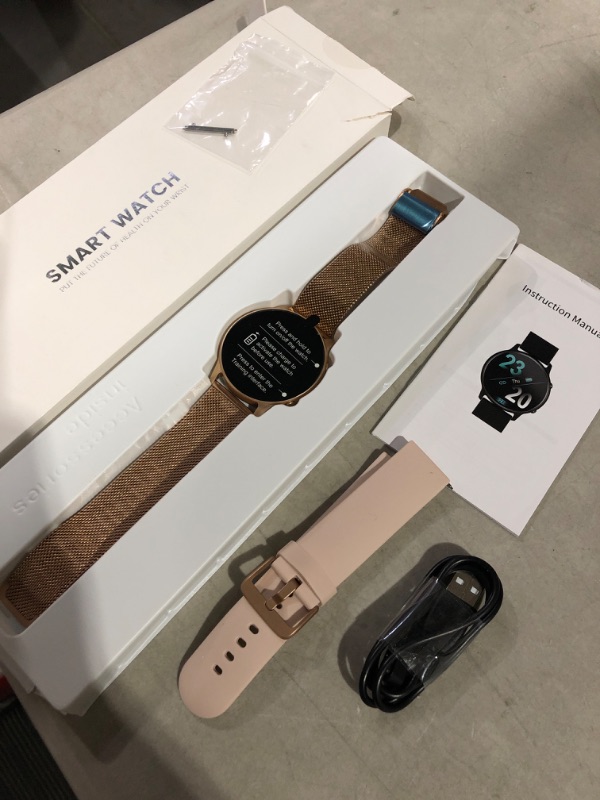Photo 2 of **OPEN BOX** Smart Watches for Women, 2022 All-New SmartWatch for Android Phones and iPhone with Stainless Steel Band, 3ATM Waterproof Fitness Tracker with Sleep, Heart Rate, Blood Oxygen Monitor, Rose Gold