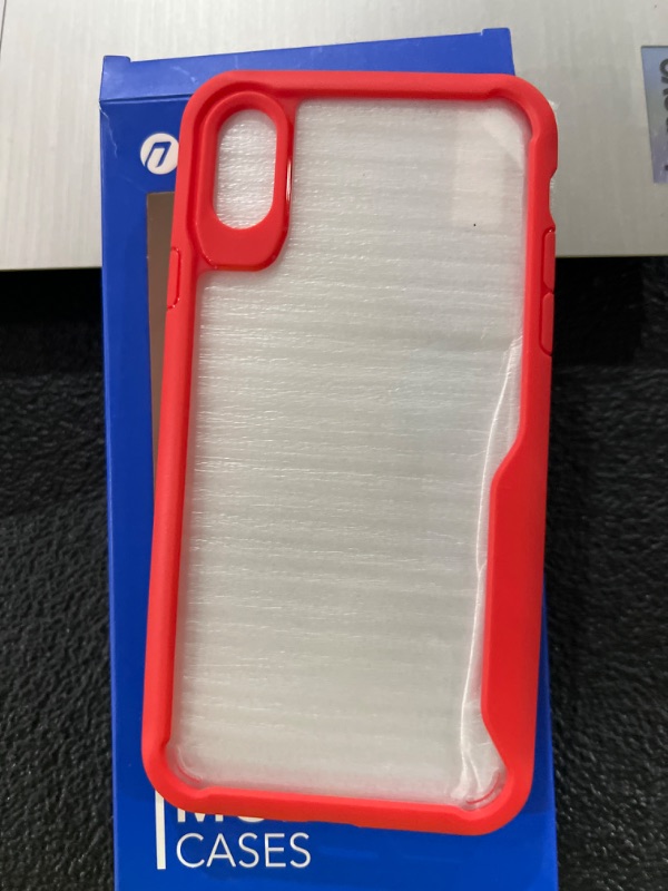 Photo 2 of Designed for iPhone X/XS Case,ORETech Designed for iPhone X/iPhone Xs Cases with 2 x Tempered Glass Screen Protector for iPhone X/XS Transparent Soft TPU Shockproof Phone Cover for iPhone X/XS -Red