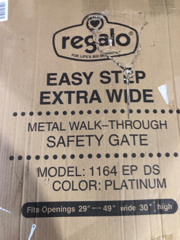 Photo 2 of Regalo Easy Step 49-Inch Extra Wide Baby Gate, Includes 4-Inch and 12-Inch Extension Kit, 4 Pack of Pressure Mount Kit and 4 Pack of Wall Mount Kit, Platinum - Total Pack of 1