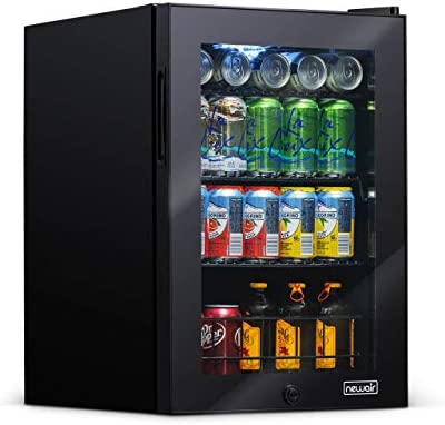 Photo 1 of NewAir Beverage Refrigerator Cooler with 90 Can Capacity - Mini Bar Beer Fridge with Right Hinge Glass Door - Cools to 34F - AB-850B - Black