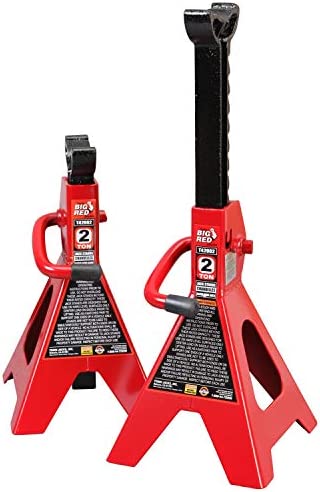 Photo 1 of BIG RED T42202 Torin Steel Jack Stands: 2 Ton (4,000 lb) Capacity, Red, 1 Pair
