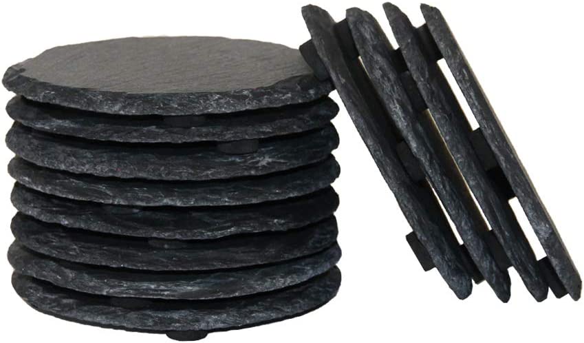 Photo 1 of 4 PIECE Gorgeous Black Slate Stone Coasters Bulk Round Slate Stone Cup Coaster for Drink Bar Kitchen Home