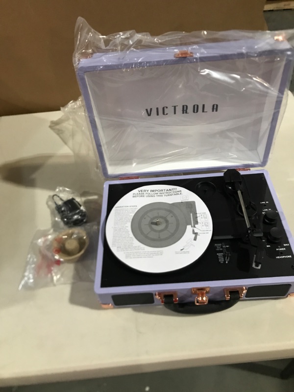 Photo 1 of Victrola Vintage 3-Speed Bluetooth Portable Suitcase Record Player with Built-in Speakers | Upgraded Turntable Audio Sound | Lavender 