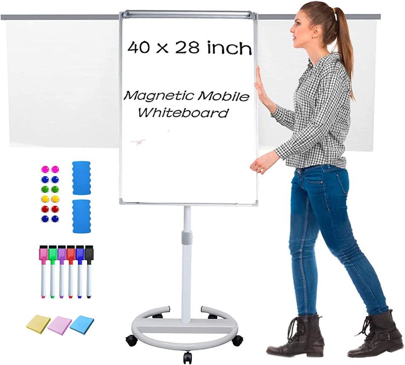 Photo 1 of See notes. KBW Mobile Magnetic Whiteboard with Wheels (40x28 inches)