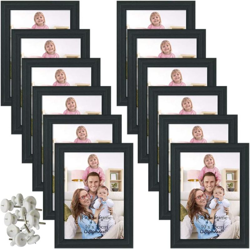 Photo 1 of Giftgarden 4x6 Picture Frame Black Photo Frames Bulk for Wall or Tabletop, Set of 12
