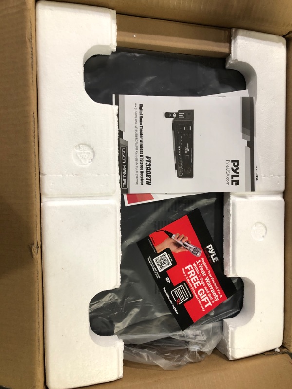 Photo 1 of Pyle Wireless Bluetooth Power Amplifier System 300W 4 Channel Home Theater & Pair 6.5” Flush Mount in-Wall in-Ceiling 2-Way Home Speaker System Spring Loaded Quick Connections Home Theater Amplifier + 6.5” Flush Mount