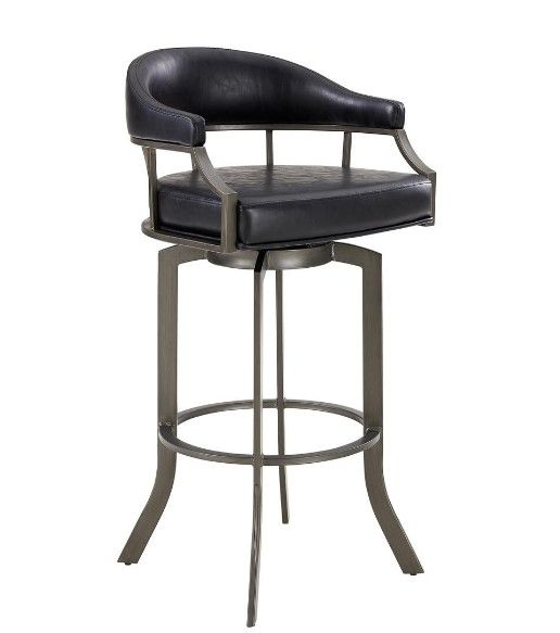 Photo 1 of Armin Living Pharaoh Swivel 26" Mineral Finish and Black Faux Leather Bar Stool
