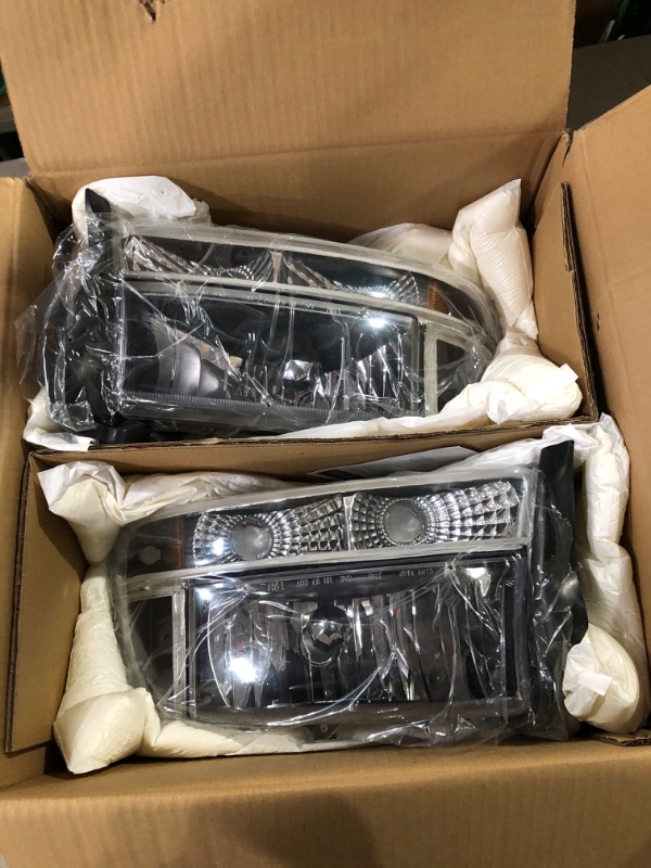 Photo 4 of DWVO Headlight Assembly Compatible with 1998-2004 Dodge Dakota 1998-2003 Dodge Durango Headlamp Replacement with Park Signal Lamp Black Housing