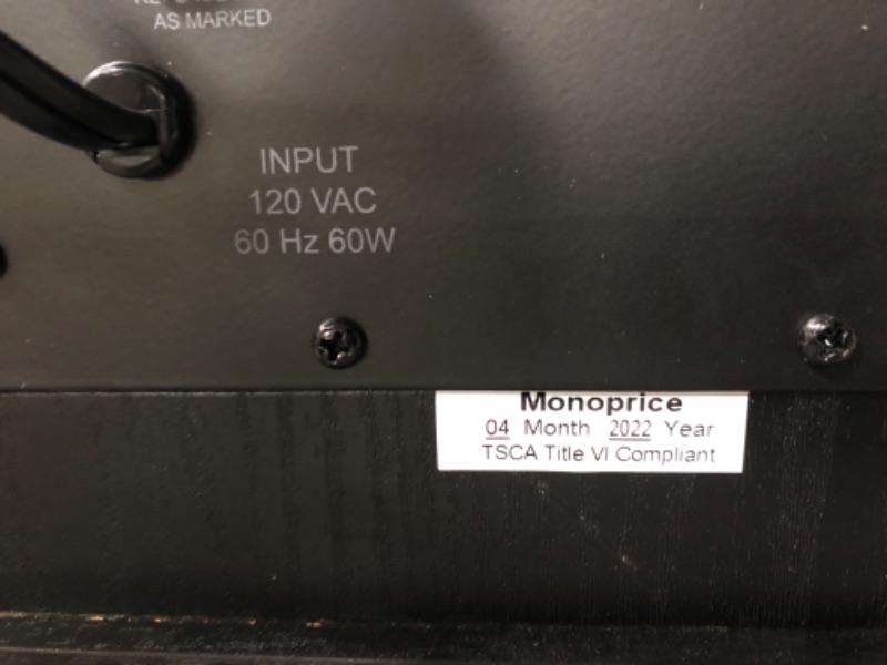 Photo 3 of Monoprice 60-Watt Powered Subwoofer - 8 Inch With Auto-On Function, For Studio And Home Theater Black