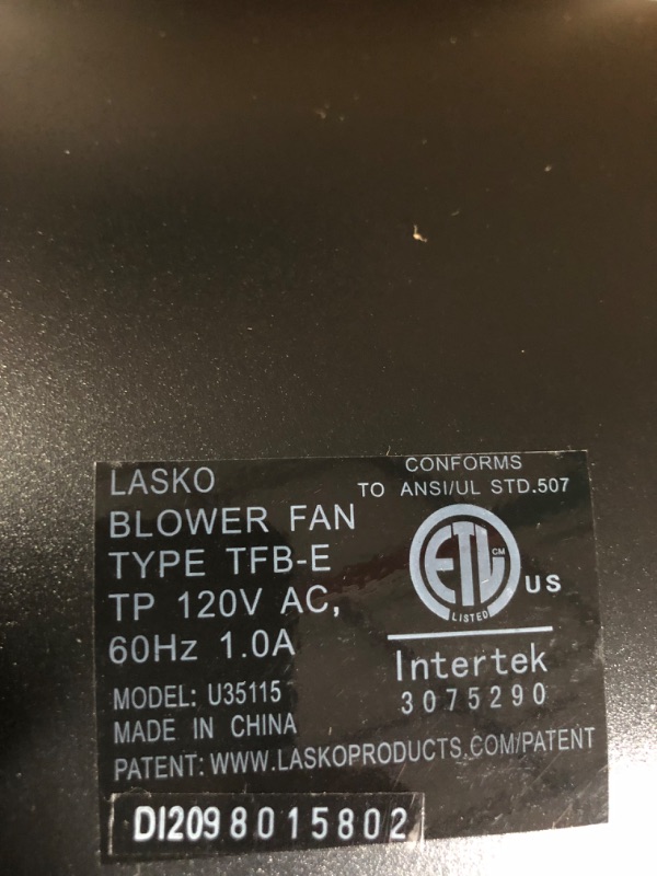 Photo 4 of !!!SEE CLERK NOTES!!!
Lasko U35115 Electric Oscillating High Velocity Stand-Up Tower Fan, 35 Inch, Silver Black