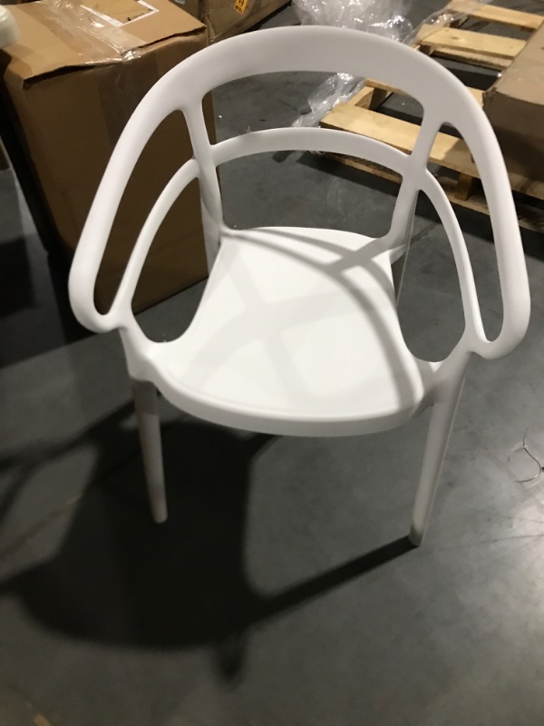 Photo 2 of Amazon Basics White, Curved Back Dining Chair Premium Plastic White Mid-Century Modern