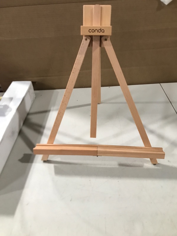 Photo 2 of CONDA 31-1/2 inch A-Frame Easel, Adjustable Beechwood Tripod Display Stand, Holds Up to 27" Canvas, Portable Table Desktop Painting Picture Holder