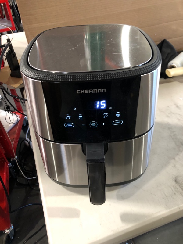 Photo 2 of CHEFMAN Small Air Fryer Healthy Cooking, 3.6 Qt, Nonstick, User Friendly and Dual Control Temperature, w/ 60 Minute Timer & Auto Shutoff, Dishwasher Safe Basket, Matte Black, Cookbook Included 3.5 QT