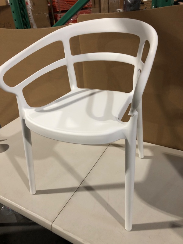 Photo 2 of Amazon Basics White, Curved Back Dining Chair-Set of 2, Premium Plastic White Mid-Century Modern