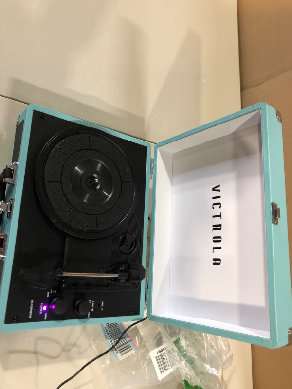 Photo 3 of Victrola Vintage 3-Speed Bluetooth Portable Suitcase Record Player with Built-in speakers