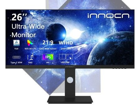 Photo 1 of INNOCN 26-Inch Ultrawide Screen Monitor 21:9 Computer 2560 x 1080P 60Hz Type-C DisplayPort HDMI 2.0 PC Monitor with Adaptive