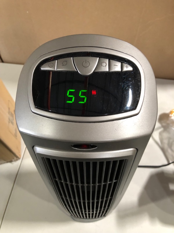 Photo 1 of Lasko 1500W Digital Ceramic Space Heater with Remote, 755320, Silver