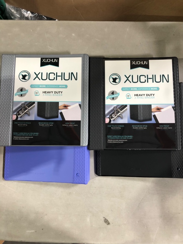 Photo 2 of XUCHUN 1.5 Inch 3 Ring Biner,Heavy Duty D Ring View Binder,One Touch Slant Ring ,Holds 8.5" x 11" Paper,Customizable ,4 Pack