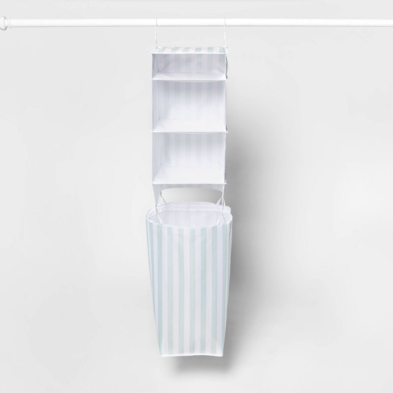 Photo 1 of 3 Shelf Hanging Closet with Hamper Mint/Striped - Room Essentials™