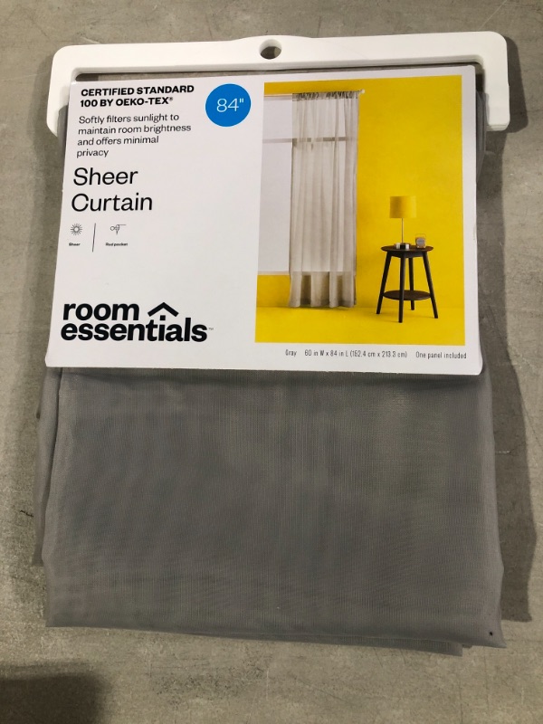 Photo 2 of 1pc 60"x84" Sheer Voile Window Curtain Panel Gray - Room Essentials™