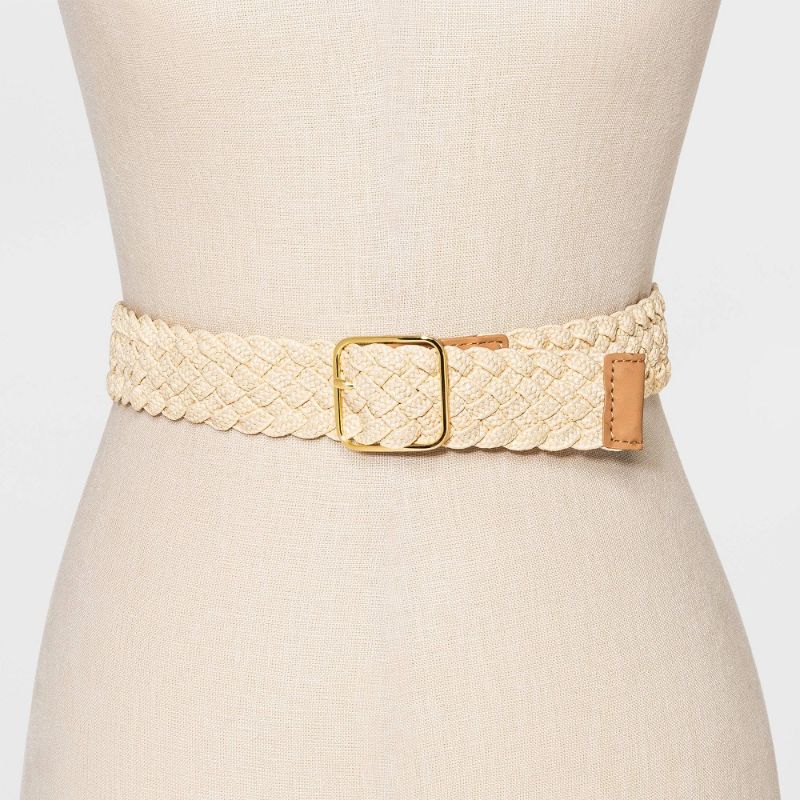 Photo 1 of Women' Tretch Braided Belt - a New Day™ Natural - Size Small
