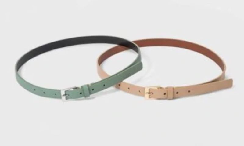 Photo 1 of A New Day Skinny Faux Leather Green And Beige Lacing Buckle Belt Set - Size L