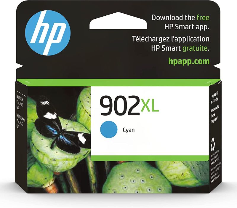 Photo 1 of Original HP 902XL Cyan High-yield Ink Cartridge | Works with HP OfficeJet 6950, 6960 Series, HP OfficeJet Pro 6960, 6970 Series | Eligible for Instant Ink | T6M02AN
