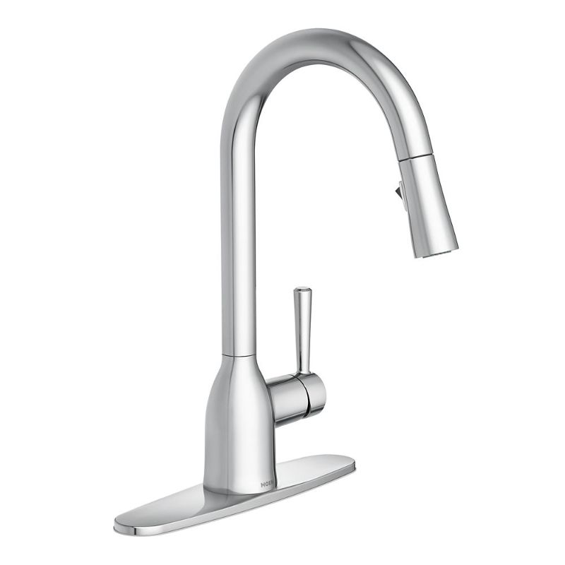 Photo 1 of **SEE NOTE** Moen Adler Chrome One-Handle High Arc Pulldown Kitchen Faucet with Power Clean, 87233 Chrome Faucet