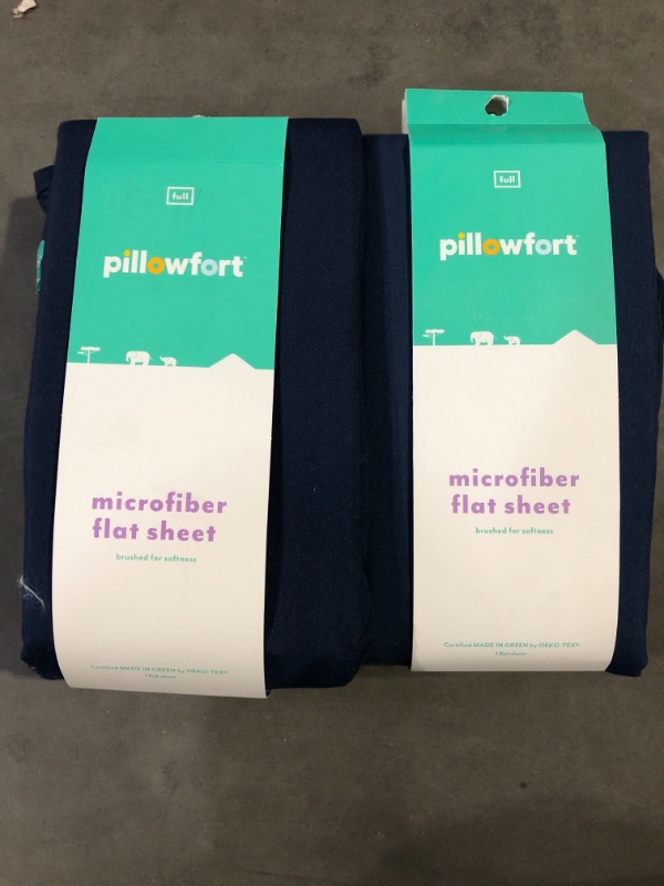 Photo 2 of 2 Full Solid Flat Sheet Separates Navy - Pillowfort&#8482;