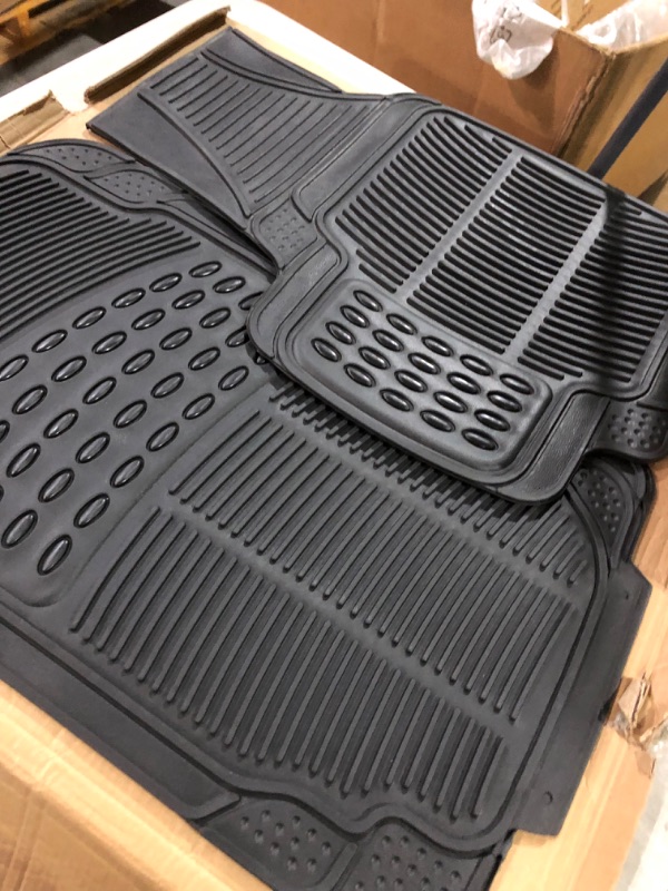Photo 2 of Bdk MT783PLUS Proliner Original 3PC Heavy-Duty Front & Rear Rubber Floor Mats for Car SUV Van & Truck - All Weather Protection Universal Fit (Black)