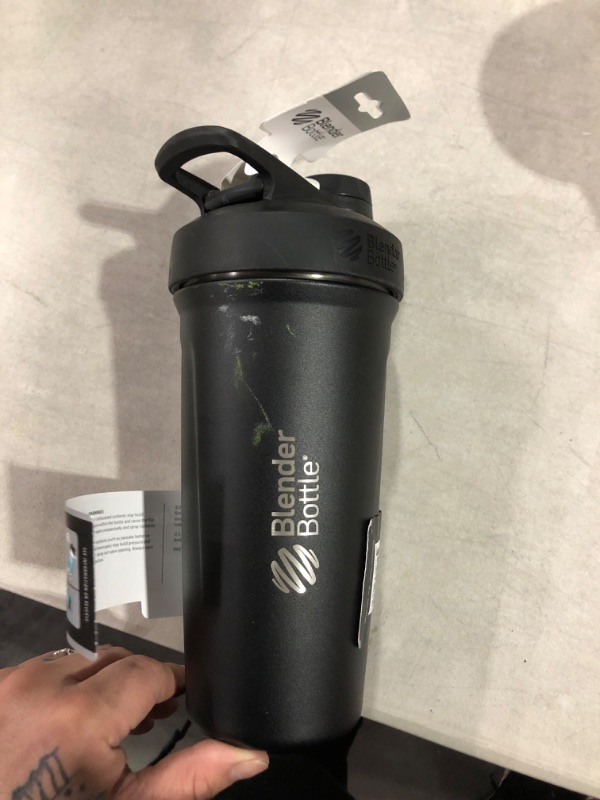 Photo 2 of BlenderBottle Radian Shaker Cup Insulated Stainless Steel Water Bottle with Wire Whisk, 26-Ounce, Matte Black
