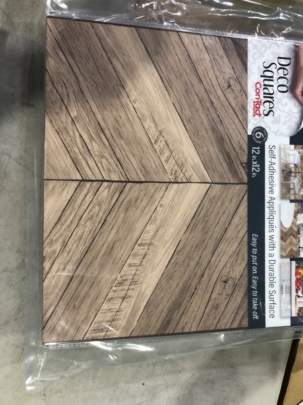 Photo 2 of ConTact DecoSquares 6pk Adhesive Tiles - Herringbone Wood  6 bag of 6 pieces
12 in x 12 in 