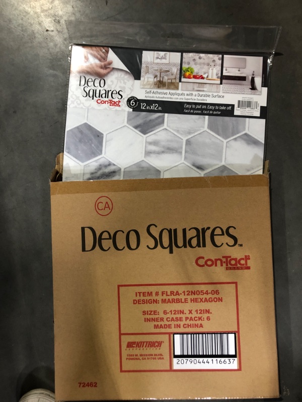 Photo 2 of ConTact DecoSquares 6pk Adhesive Tiles - Marble Hexagon
12in x12in 1box of 6bags withb6 pieces each