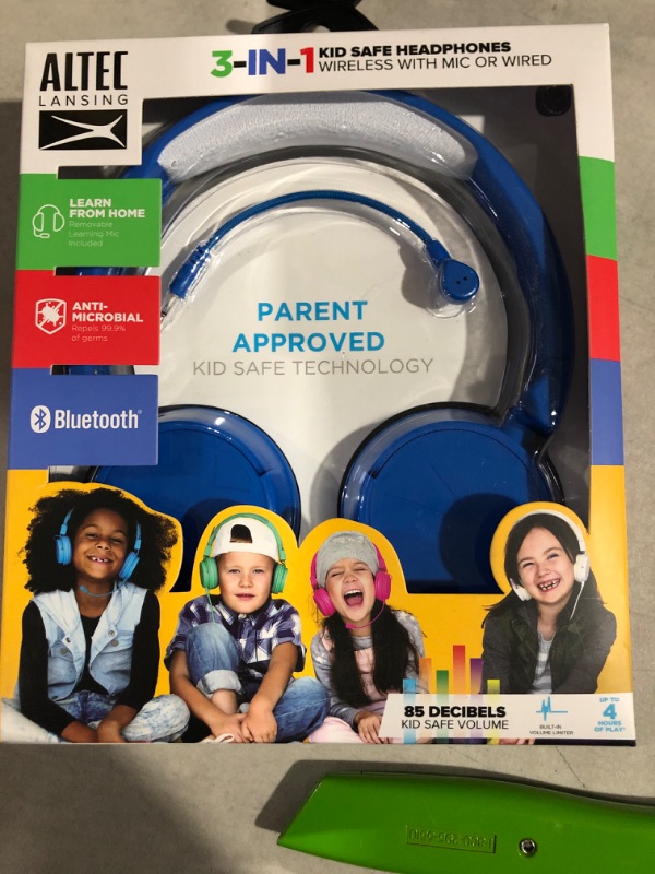 Photo 2 of Altec Lansing Kids&#39; 3-in-1 Bluetooth Wireless Headphones - Blueberry Blue