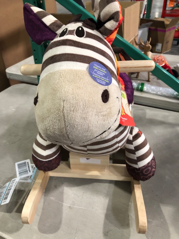 Photo 2 of B. toys by Battat Kazoo Wooden Rocking Zebra – Rodeo Rocker – Plush Ride On Zebra Rocking Horse for Toddlers and Babies 18m+, B. Rocking Zebra , White Kazoo the Zebra!