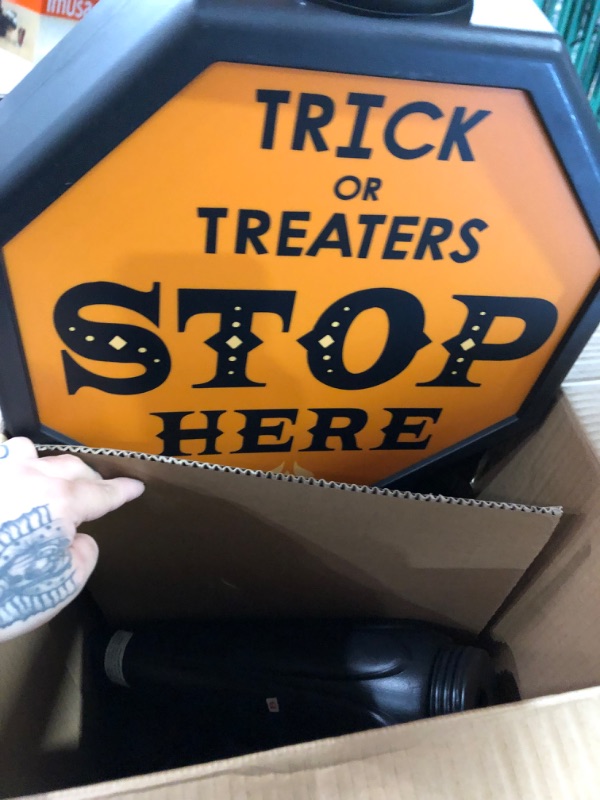 Photo 2 of 42 Lit Trick or Treat Stop Sign Halloween Decorative Scene Prop - Hyde  EEK! Boutique