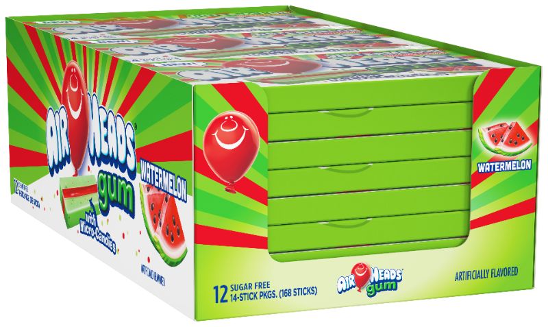 Photo 1 of Airheads Gum, Watermelon, Sugar Free, 14 Sticks (Pack of 12)
