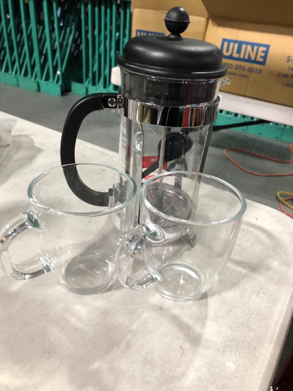 Photo 2 of Bodum Caffettiera French Press Coffee Maker, 8 Cup, 1 Liter, 34oz with 2 Glass Mugs, 0.35 Liter, 12oz