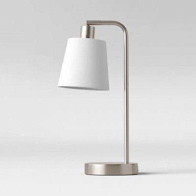 Photo 1 of Shaded Arc Desk Lamp w/ USB Outlet- Stainless Steel