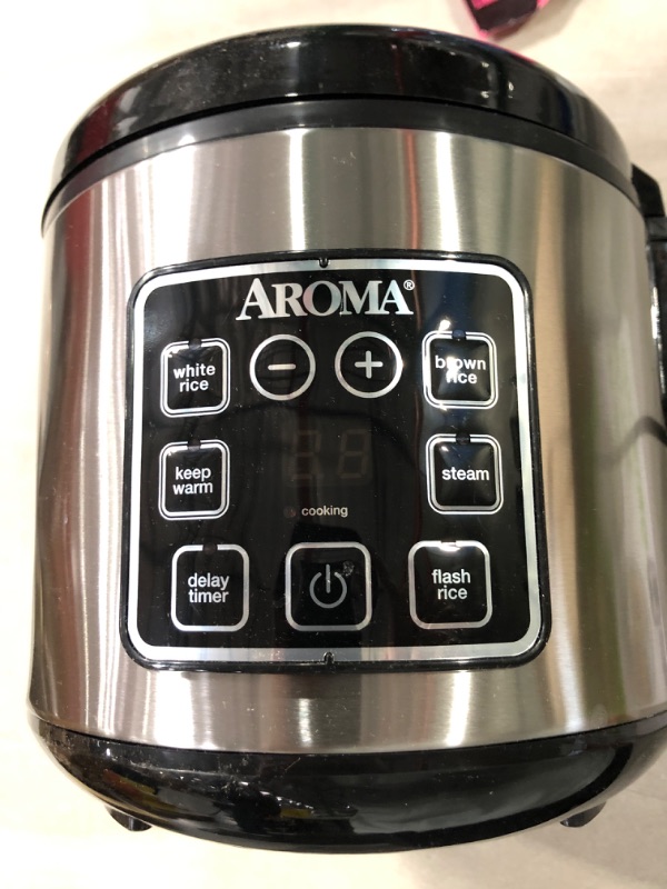 Photo 2 of Aroma Digital Rice Cooker and Food Steamer, Silver, 8 Cup