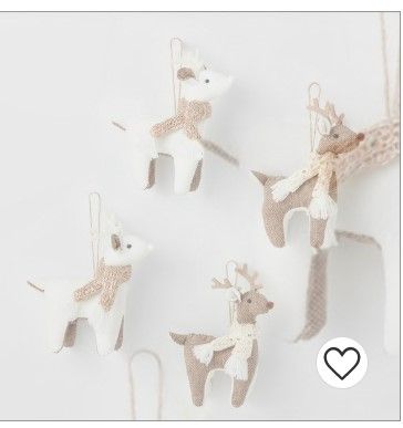 Photo 1 of 4pk Fabric Deer Christmas Tree Ornament Set White/Brown - Wondershop™