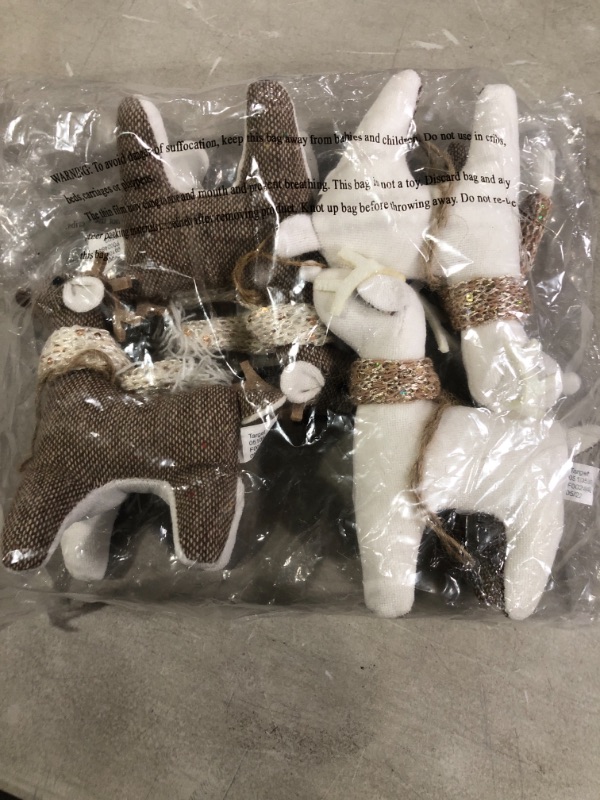 Photo 2 of 4pk Fabric Deer Christmas Tree Ornament Set White/Brown - Wondershop™