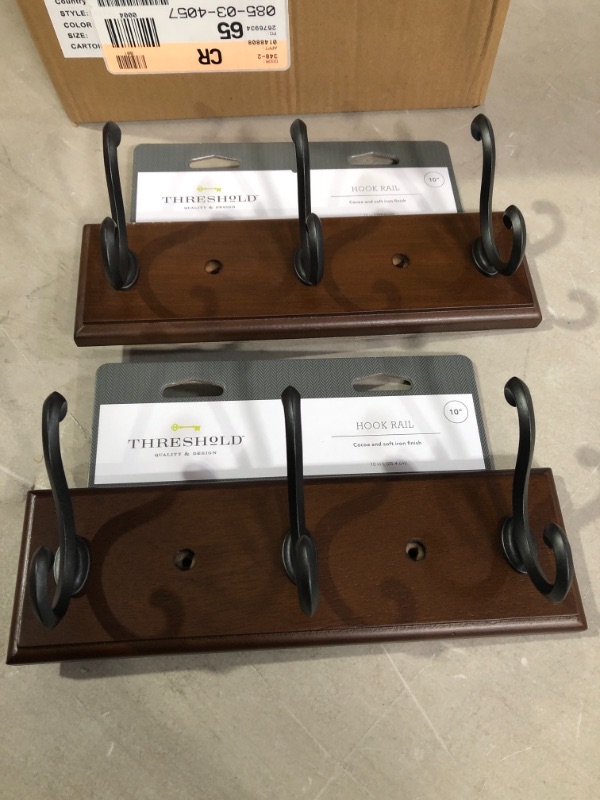 Photo 2 of 10" 3-Scroll Hook Rack - Cocoa/Soft iron - Threshold - 2 pieces