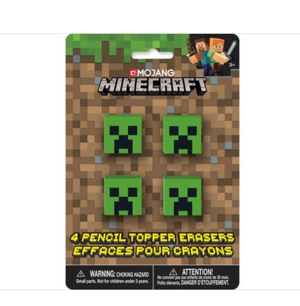 Photo 1 of 7 pieces of Minecraft Pencil Top Eraser, Pack of 4