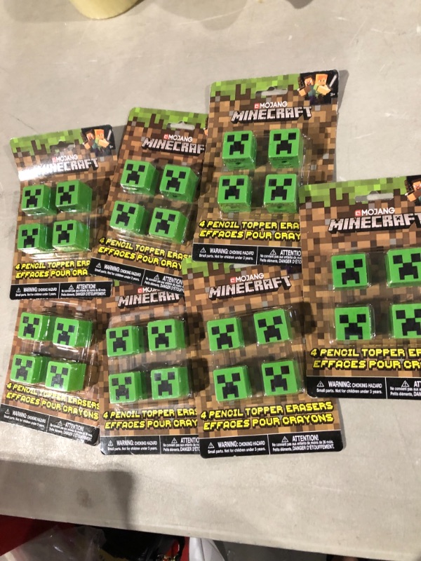 Photo 2 of 7 pieces of Minecraft Pencil Top Eraser, Pack of 4