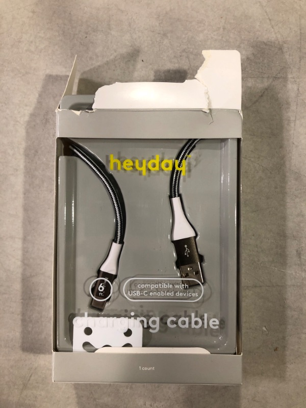 Photo 2 of Heyday USB-C to USB-A Braided Cable 6ft - Black/White/Gunmetal