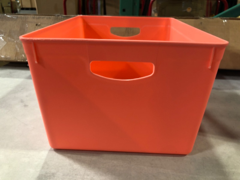 Photo 2 of [2x] Ankyo Plastic Storage Bins in Coral - roughly 15" L x 12" W x 10" D