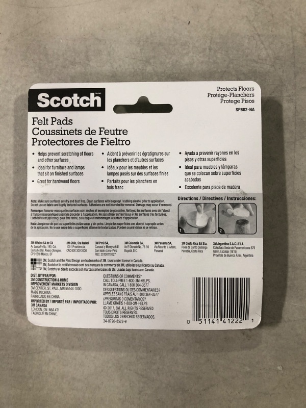 Photo 3 of Scotch Felt Pads, Felt Furniture Pads for Protecting Hardwood Floors, Round, 1 in. Diameter, Beige, 32 Pads (Pack of 2)